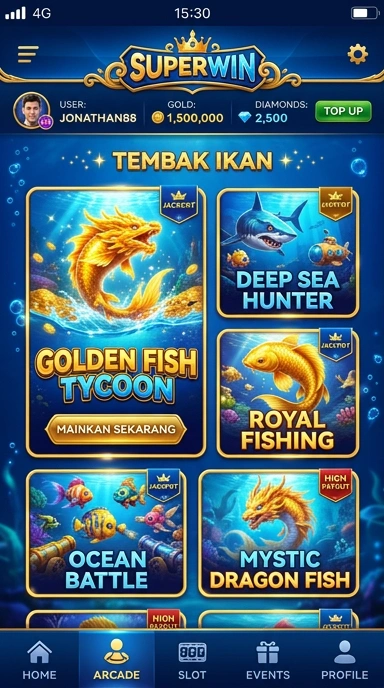 Tampilan antarmuka superwin yang modern dan intuitif.